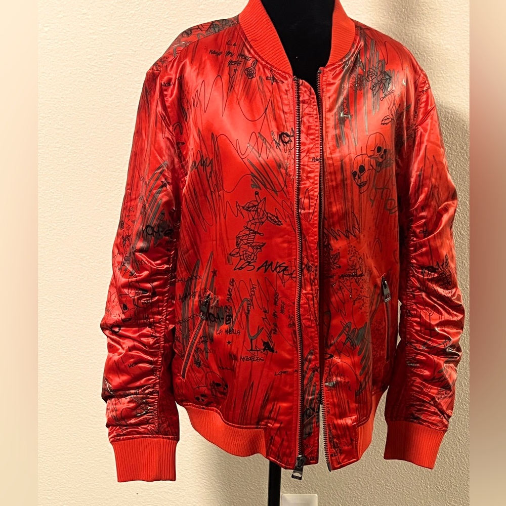 Guess Red Graphic Bomber Jacket